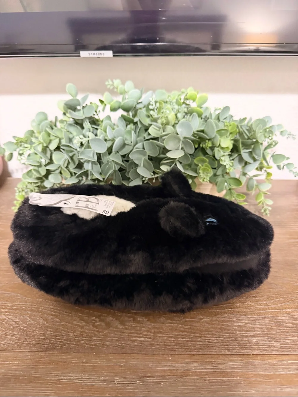 Black Cat Plush Pet Slipper - One Size